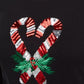Karen Scott Women's Sequin Candy Cane Shirt Black Size X-Small