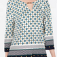 Charter Club Women's Printed Keyhole Top White Size Large
