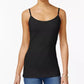 प्लैनेट गोल्ड विमेन ब्लैक स्ट्रेच एडजस्टेबल स्पेगेटी स्ट्रैप स्कूप नेक टैंक टॉप जूनियर्स ब्लैक साइज़ लार्ज