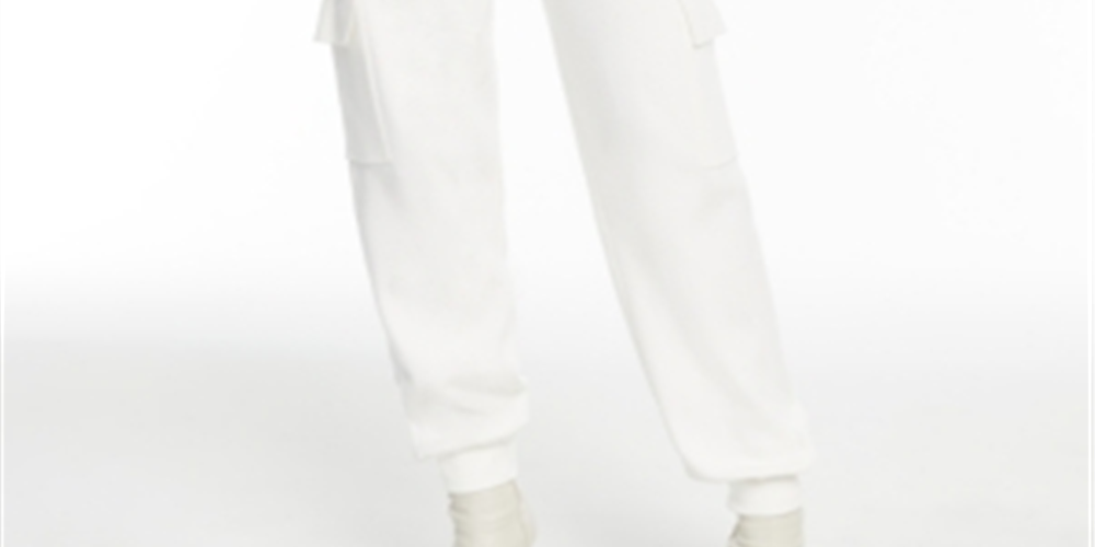 INC International Concepts Women's Cargo High Rise Jogger Pants White Size XS