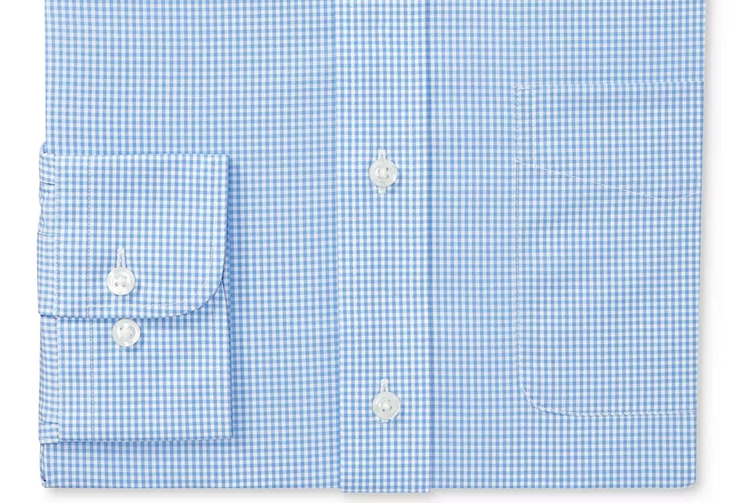 Ralph Lauren Men's Classic Regular Fit Non Iron Stretch Gingham Dress Shirt Blue Size 17X34X35