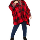 Tommy Hilfiger Women's Plus Plaid Poncho Sleeves Wrap Sweater Red Size XL