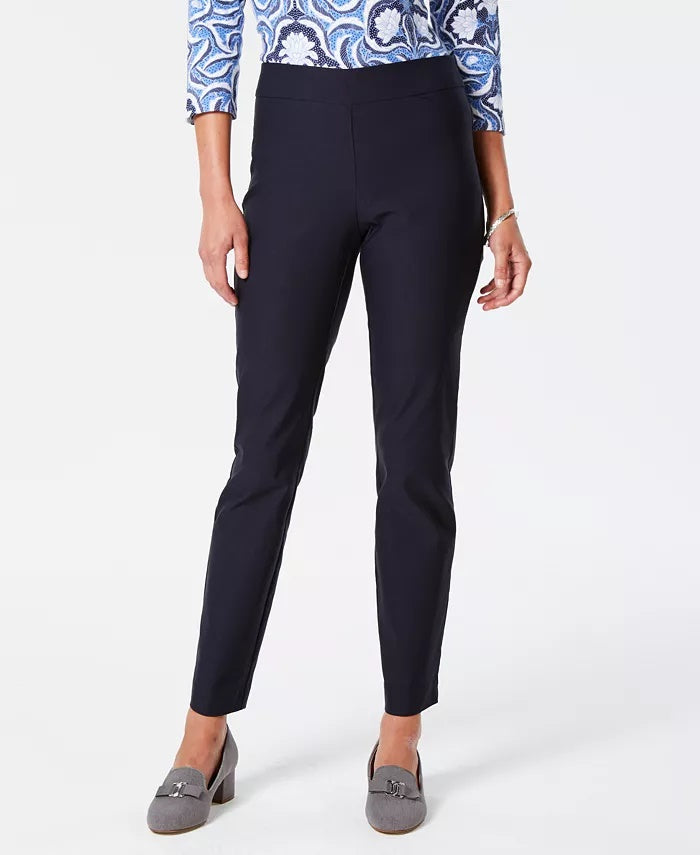 Charter Club Women's Cambridge Skinny Pull-On Tummy-Control Pants  Black Size 6