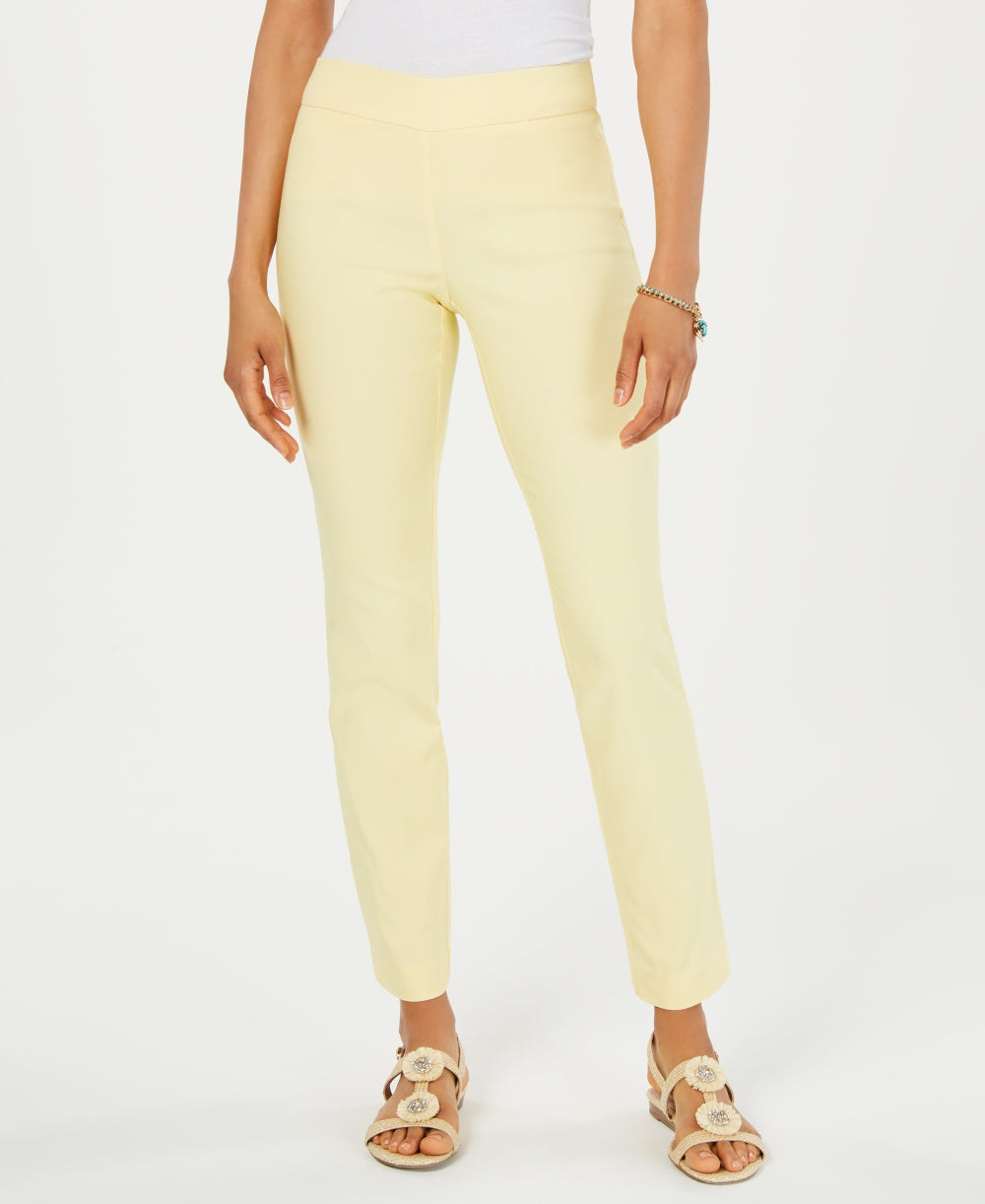 Charter Club Women's Cambridge Skinny Pull-On Tummy-Control Pants Regular And Short Lengths Yellow Size 10