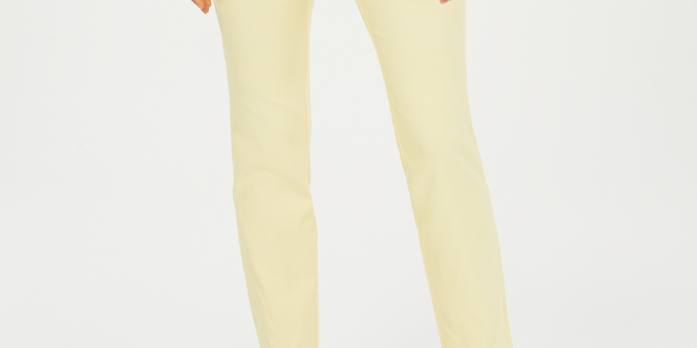 Charter Club Women's Cambridge Skinny Pull-On Tummy-Control Pants Regular And Short Lengths Yellow Size 10