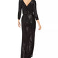 Calvin Klein Women's Sequined Cutout Blouson Gown Black Size 16