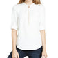 Trina Turk Women's Kaiko Zip-Front Roll-Tab-Sleeve Top White Size Small