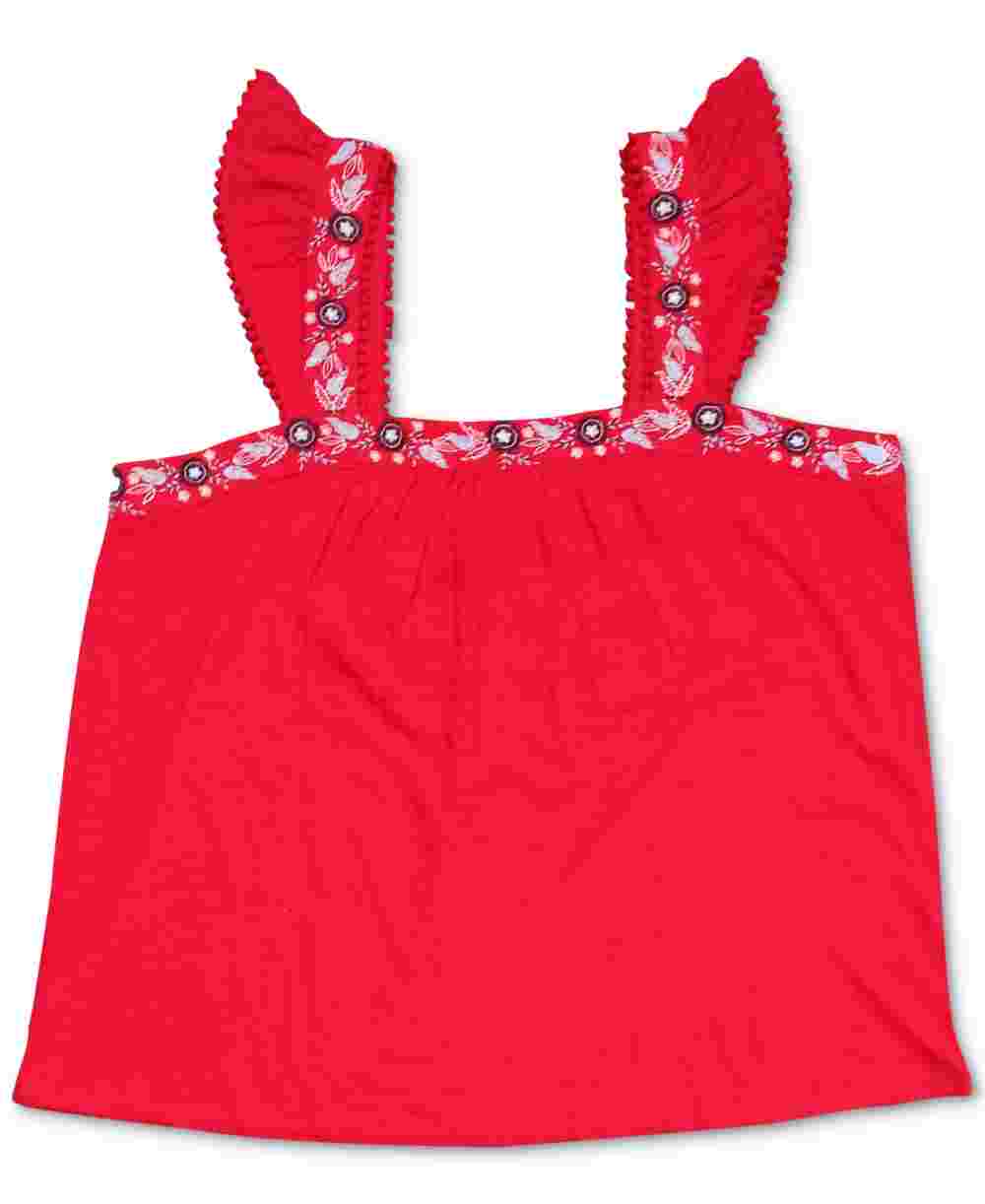 Style & Co Women's Embroidered Flutter Strap Tank Top Red Size Large