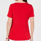JM Collection  Women's Embellished Keyhole Top Red Size Petite Small
