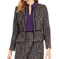 Calvin Klein Women's Tweed Zip Front Collarless Jacket Black Size 0