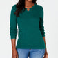 Karen Scott Women's Cotton Cable Knit Keyhole Sweater Green SizePetite XL
