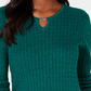 Karen Scott Women's Cotton Cable Knit Keyhole Sweater Green SizePetite XL
