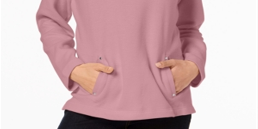 Karen Scott Women's Zip Neck Top Mellow Rose  Size Petite S