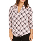Charter Club Women's Printed V Neck Top Pink Size X-Large