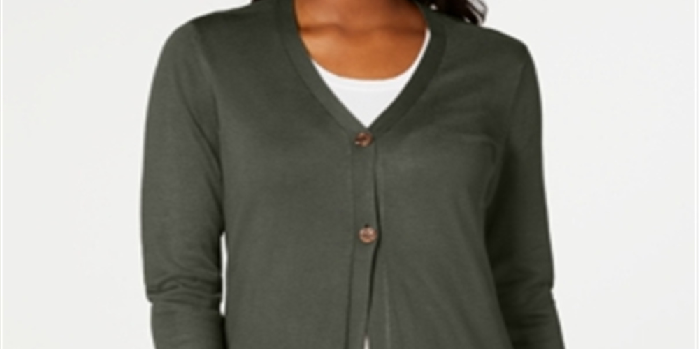 Karen Scott Women's Long Cardigan Green Teal Size Medium