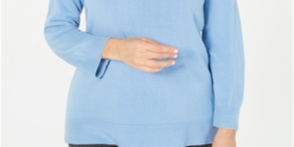 Karen Scott Women's Bateau Neck Long Sleeve Sweater Blue Size XX-Large