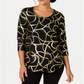 JM Collection Women's Printed T-Shirt  Black Size Small