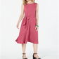 Charter Club Women's Tie Waist MIDI Dress Pink Size Large