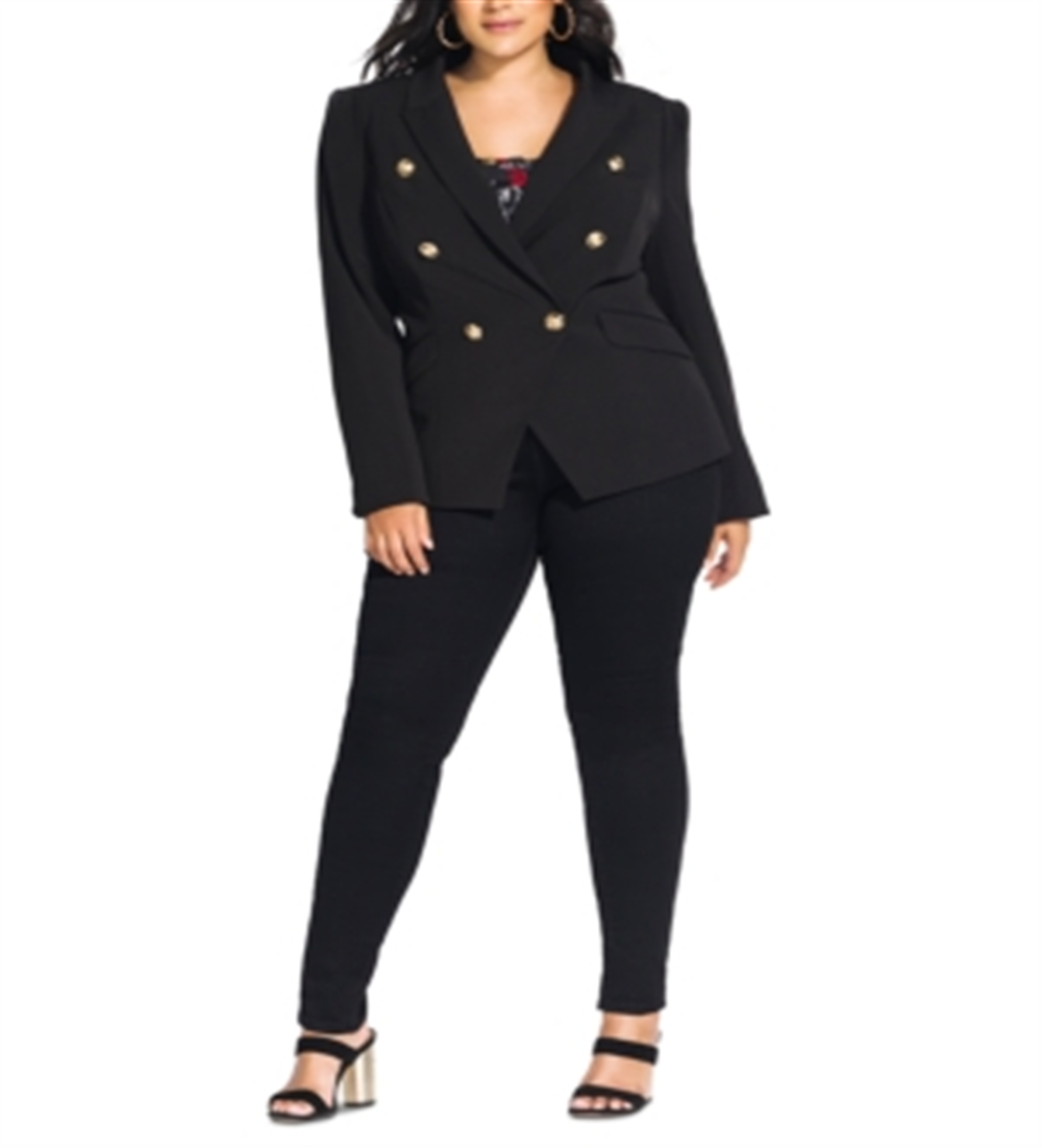 City Chic Women's Trendy Plus Rock Royalty Jacket Black Size 22W