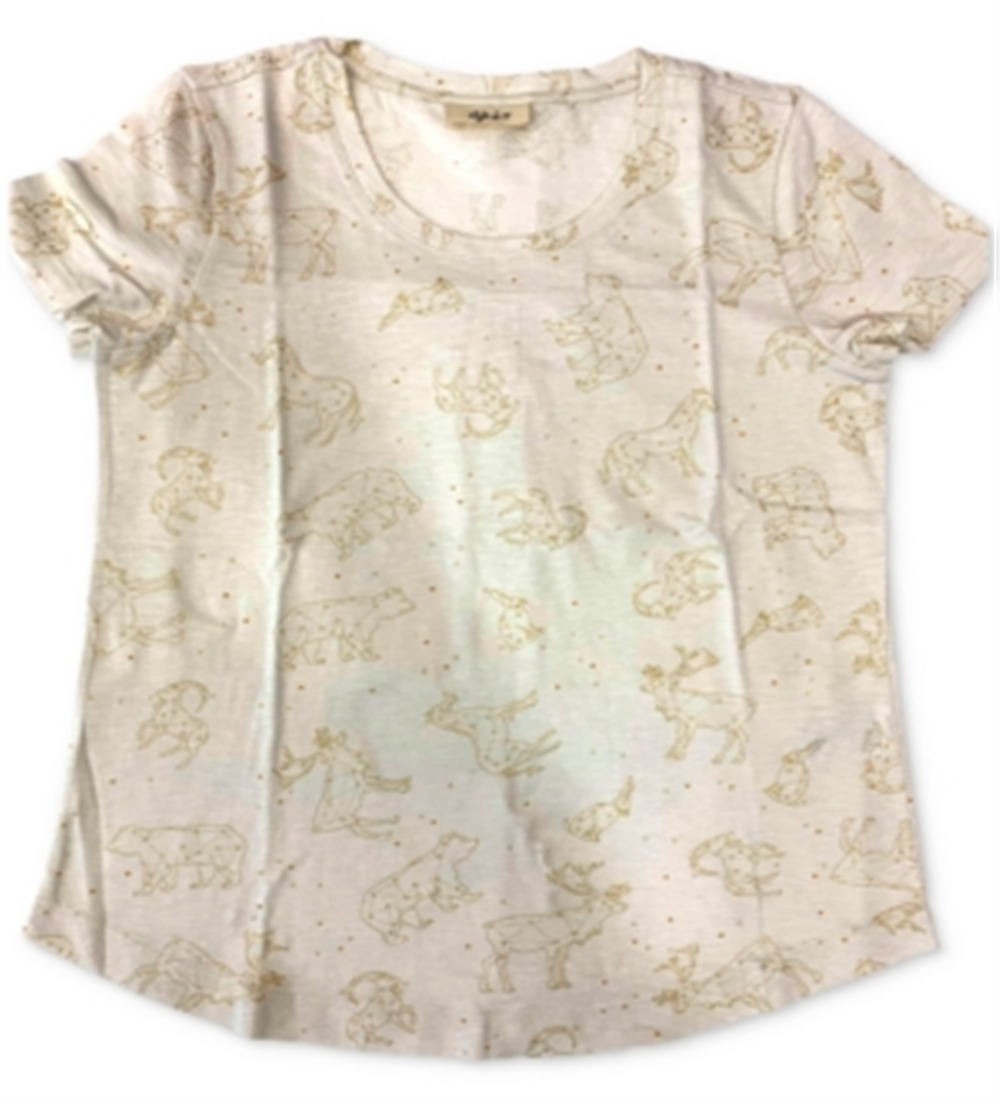 Style & Co Women's Cotton Printed T-Shirt  Ivory Size X-Large