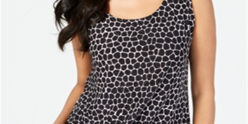 JM Collection Women's Printed Jacquard Tank Black Size Petite Medium