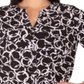 NY Collection Women's Printed Utility Blouse Black Size Petite XL