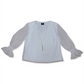 JM Collection Women's Smocked Sleeve Necklace Top  Blue Size Large
