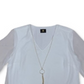 JM Collection Women's Smocked Sleeve Necklace Top  Blue Size Large