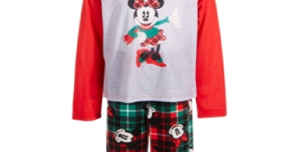Ame Little & Big Girl's 2 Pc Minnie Mouse Plaid Pajama Set Red Size 8