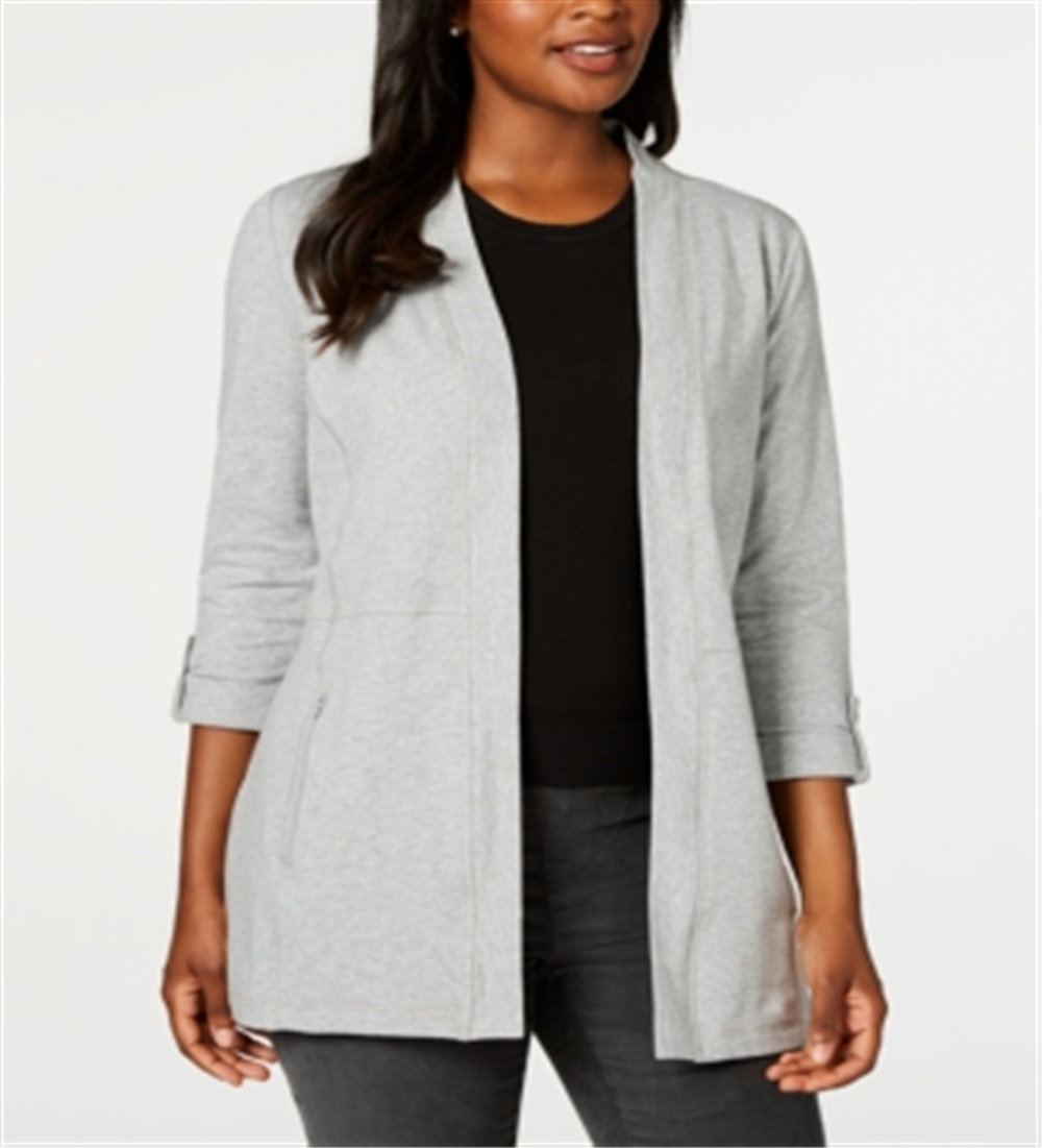 Karen Scott Women's 3/4 Sleeve Cozy Cardigan Gray Size X-Small