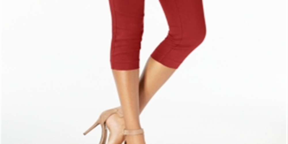 Alfani Women's Tummy Control Pull on Capri Pants Red Size 6 Petite