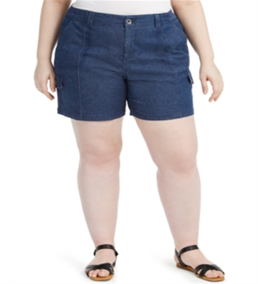 Style & Co Women's Plus Chambray Shorts Blue Size 22W