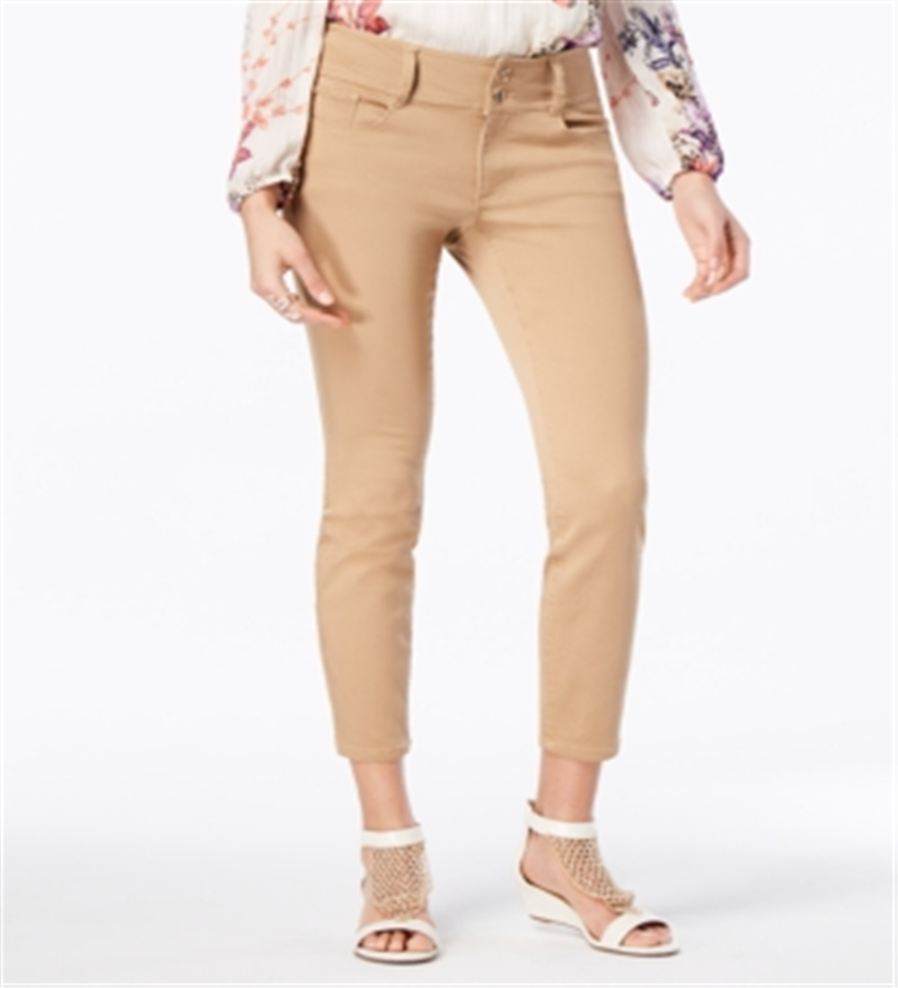 Thalia Sodi Women's Double Button Skinny Ankle Pants Brown Size 4
