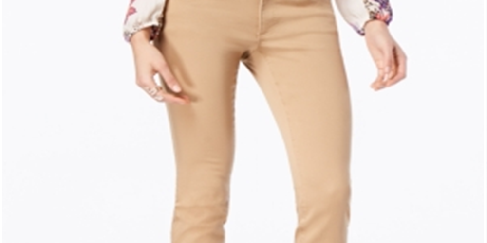 Thalia Sodi Women's Double Button Skinny Ankle Pants Brown Size 4