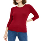 Maison Jules Women's Ribbed Crew-Neck Sweater Red Size XX-Large