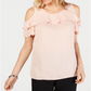 JM Collection Women's Ruffled Off-the-Shoulder Top Pink Size X-Small