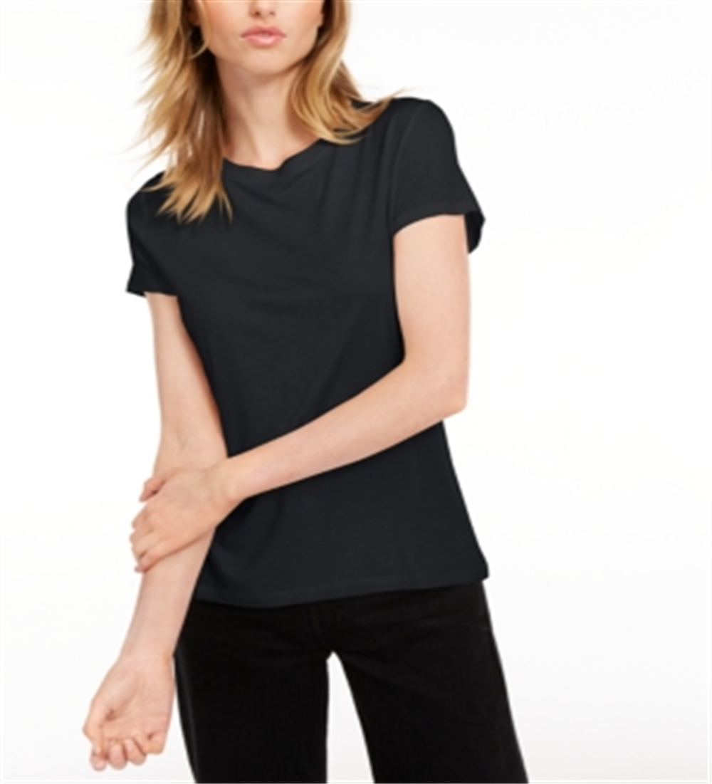 Maison Jules Women's Tie-Back Solid T-Shirt Black Size X-Small