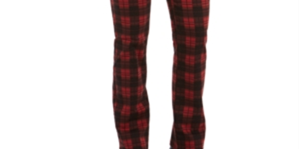 Charter Club Women's Plaid Tummy Control Jeans Black Size Square18