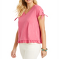 Style & Co Women's Tie-Cuff Ruffled Top Pink Size Petite