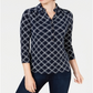 Charter Club Women's Plaid Polo Shirt Blue Size Small