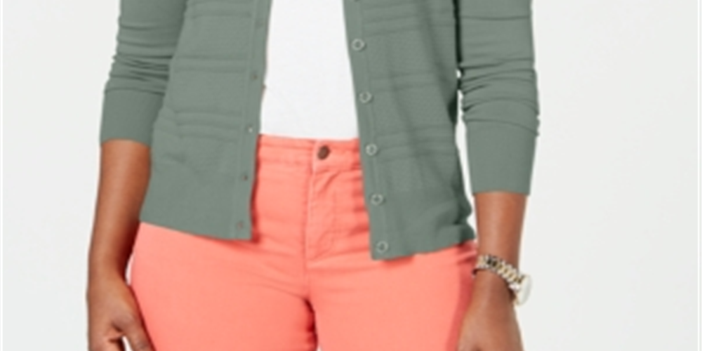 Charter Club Women's Textured Cardigan Green Green Size X-Small