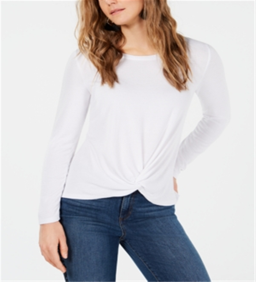 Style & Co Women's Twist-Front Draped Top White Size Petite XL