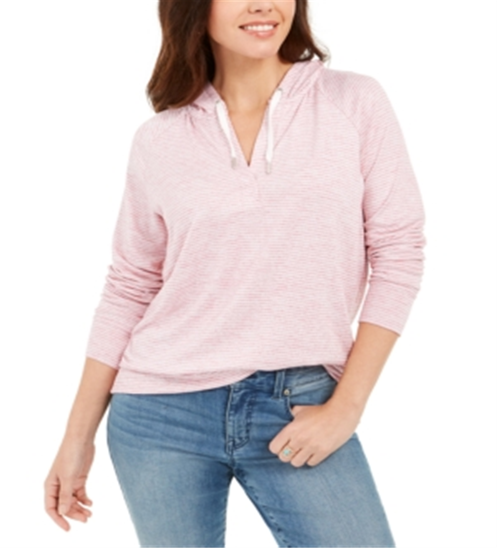 Style & Co Women's Stripe Hoodie Pink Size Small
