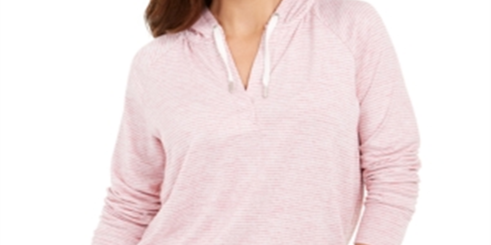 Style & Co Women's Stripe Hoodie Pink Size Small