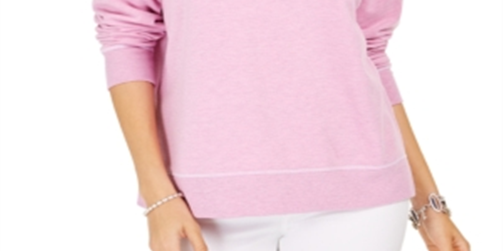 Style & Co Women's Contrast-Stitched Sweatshirt Pink Size X-Small