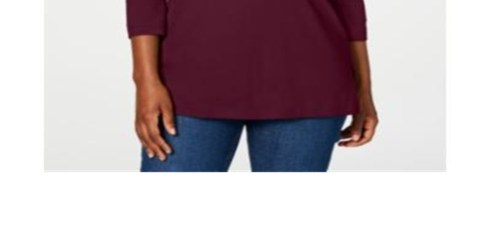 Karen Scott Women's Beaded Top Burgundy Size Small