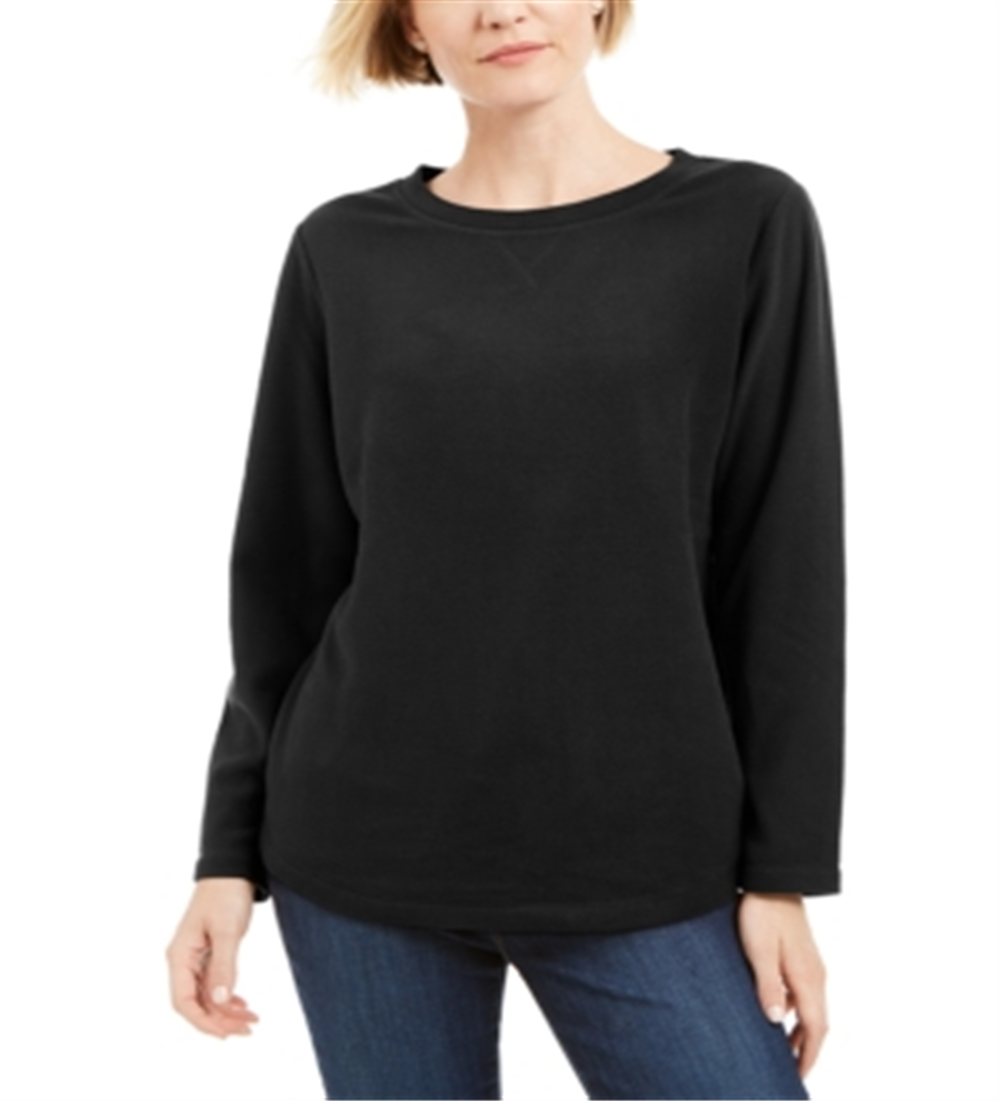 Karen Scott Women's Sport Fleece Sweatshirt Black Size X-Small