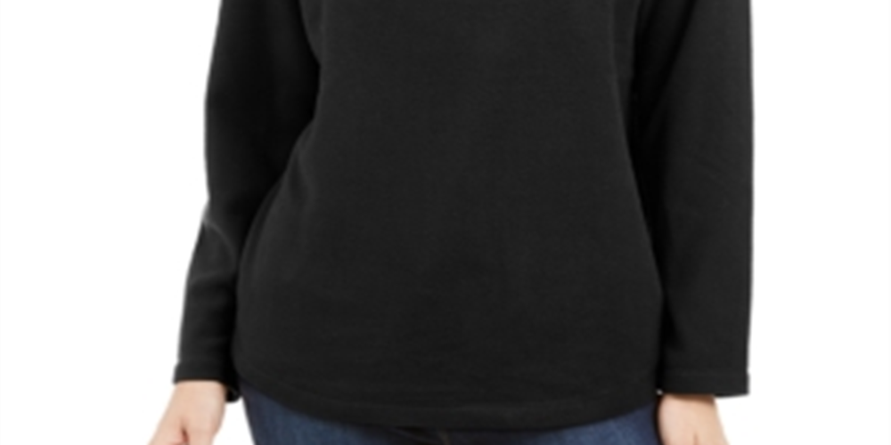 Karen Scott Women's Sport Fleece Sweatshirt Black Size X-Small