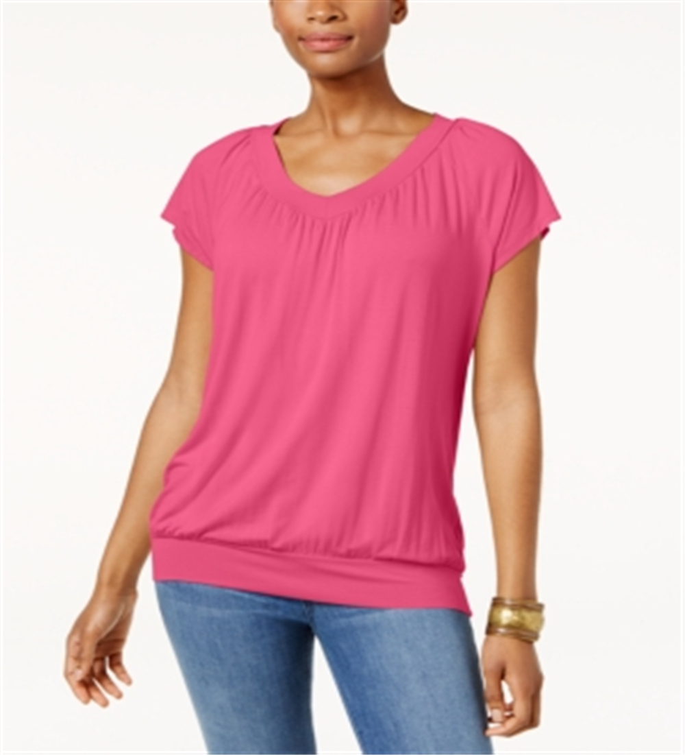 JM Collection Women's Blouson T-Shirt Pink Size Small