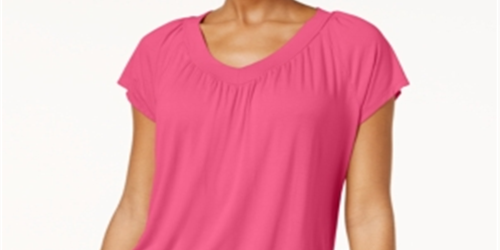 JM Collection Women's Blouson T-Shirt Pink Size Small